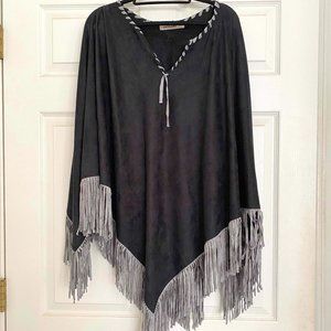 Womens Origami Faux Suede Poncho NWOT
